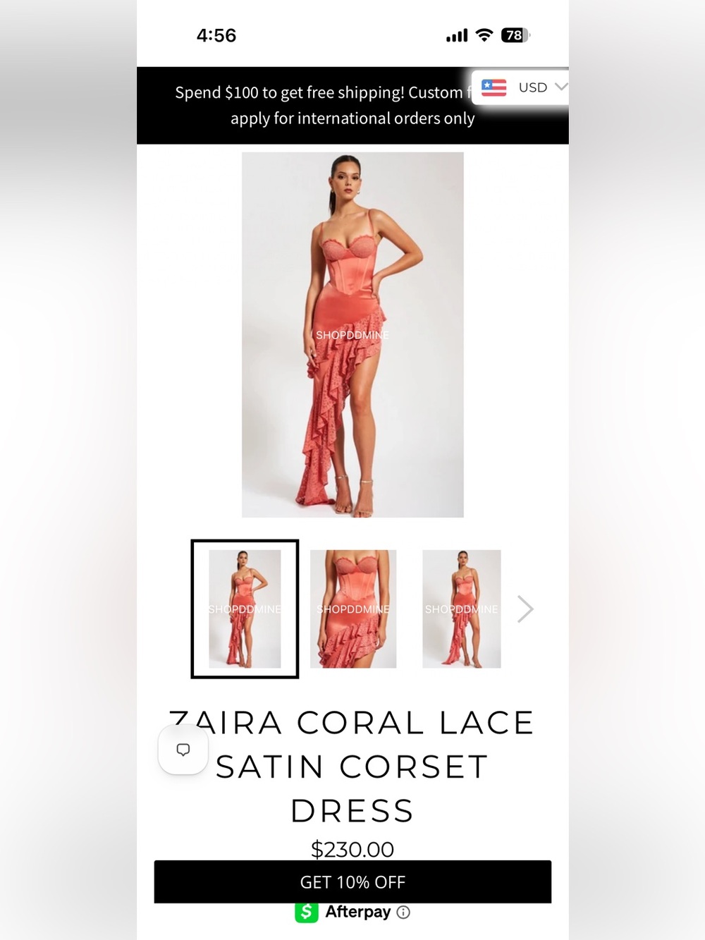 Coral High-Low Lace Ruffle Dress - Picture 11 of 11